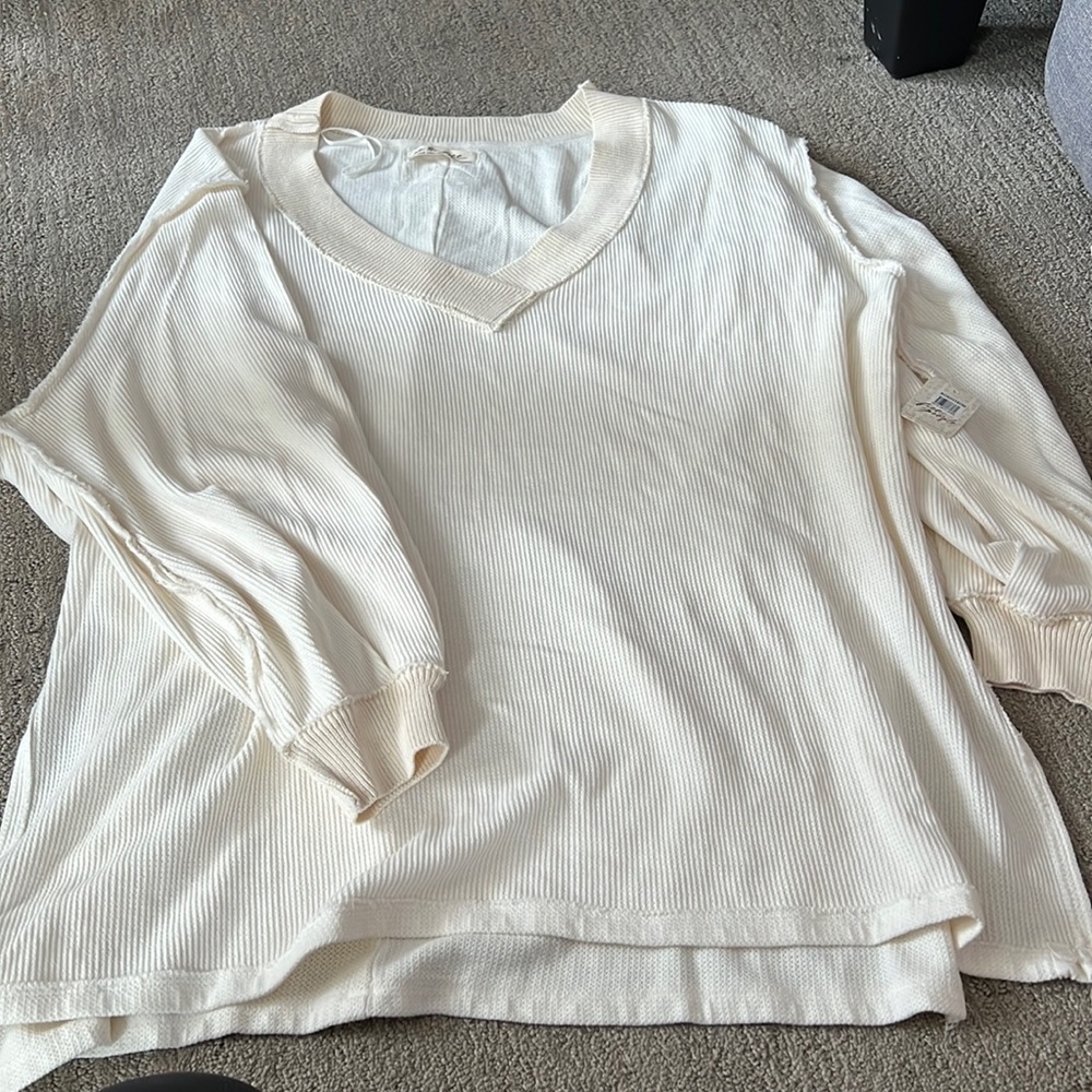 Free People Asher thermal v-neck sweater NWT